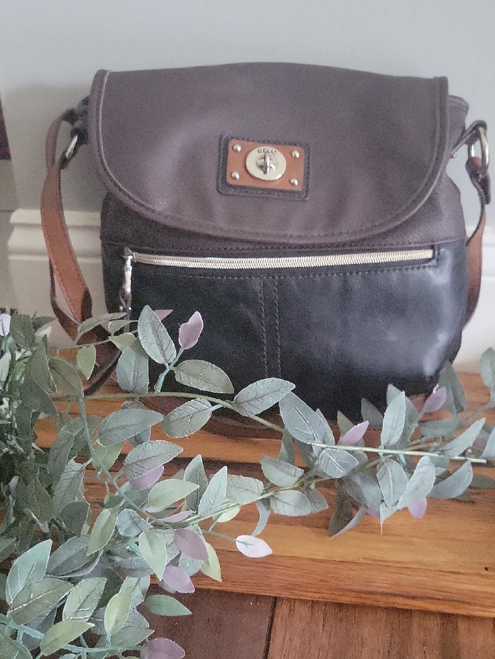 Relic Two-Tone Turn-Lock Crossbody Bag